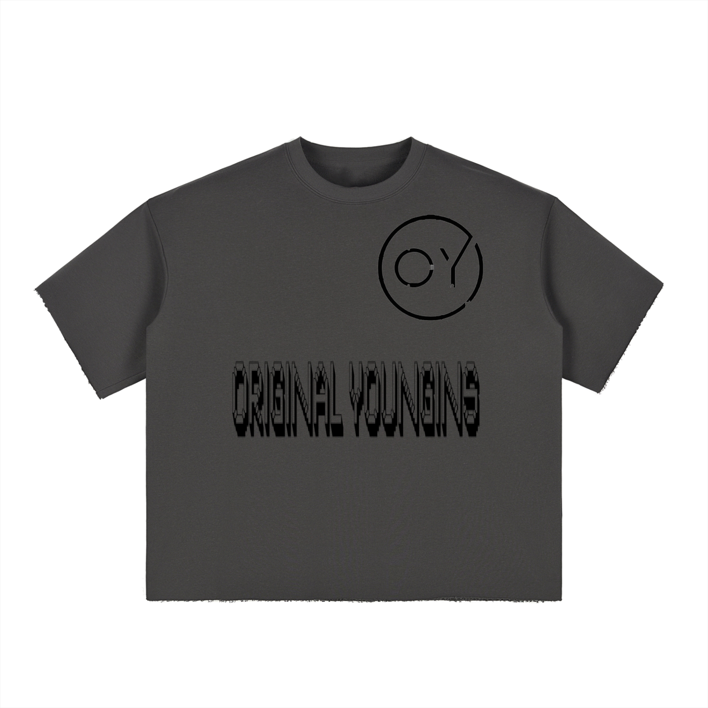 Boxy Half-Sleeve Raw-Edge T-Shirt