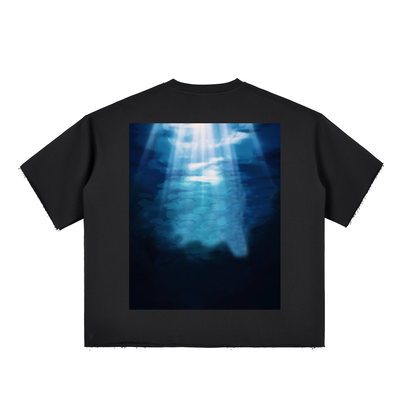 Boxy Half-Sleeve Raw-Edge T-Shirt