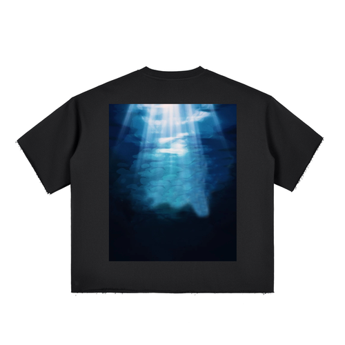 Boxy Half-Sleeve Raw-Edge T-Shirt