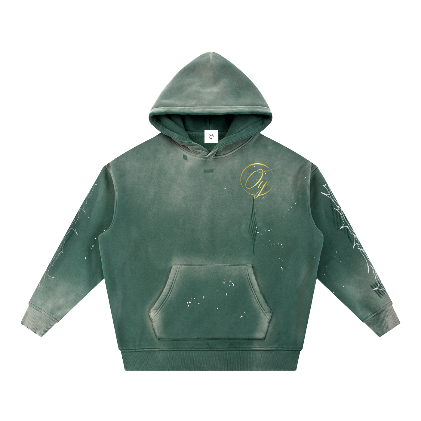 Vintage Washed Frayed Fleece Hoodie