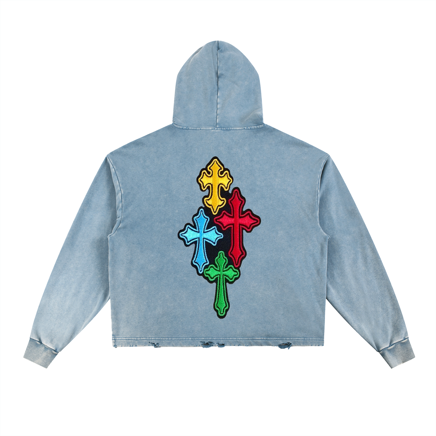 Vintage Washed Frayed-Hem Hoodie