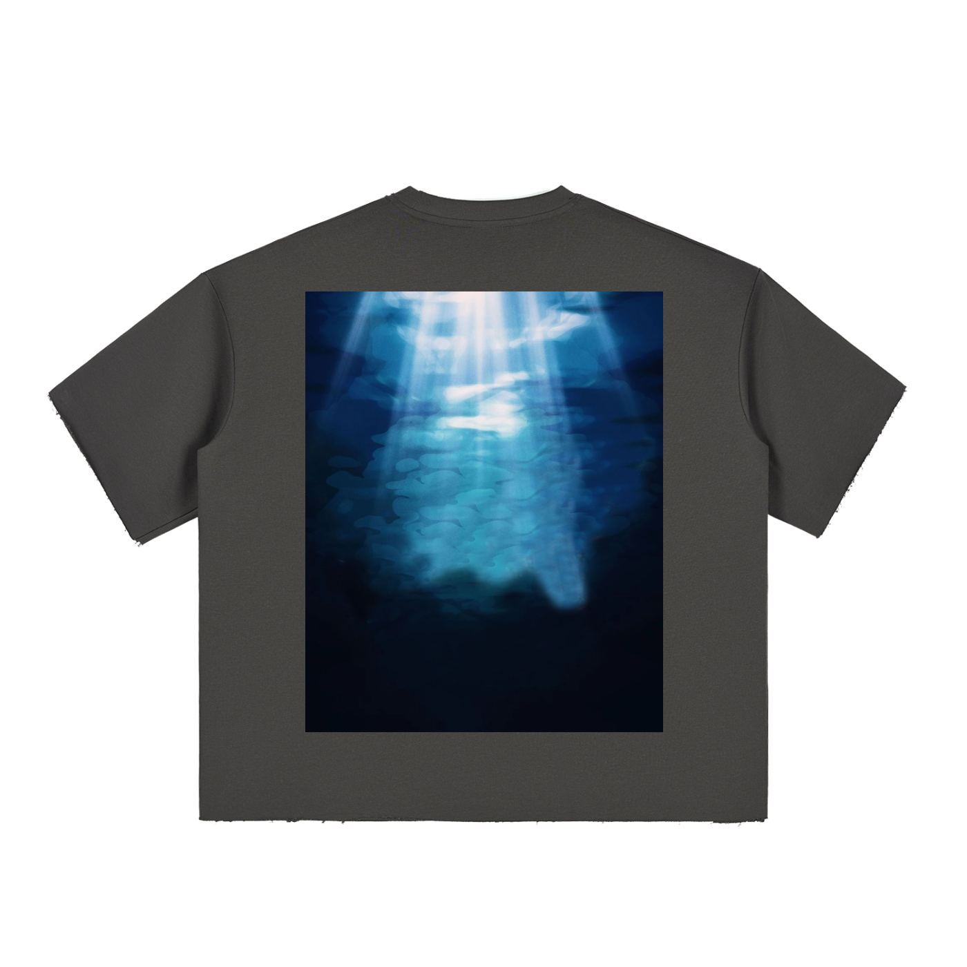 Boxy Half-Sleeve Raw-Edge T-Shirt