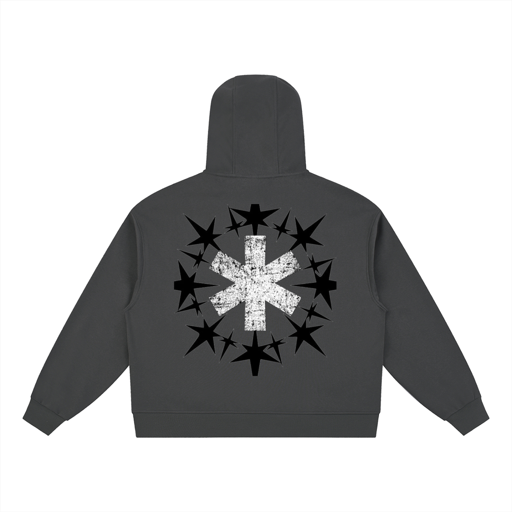 Boxy Button Placket Hoodie