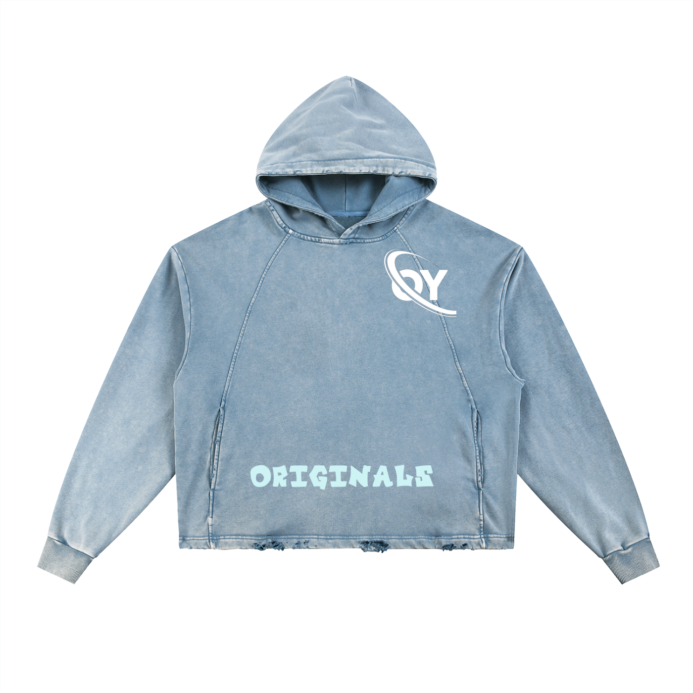 Vintage Washed Frayed-Hem Hoodie