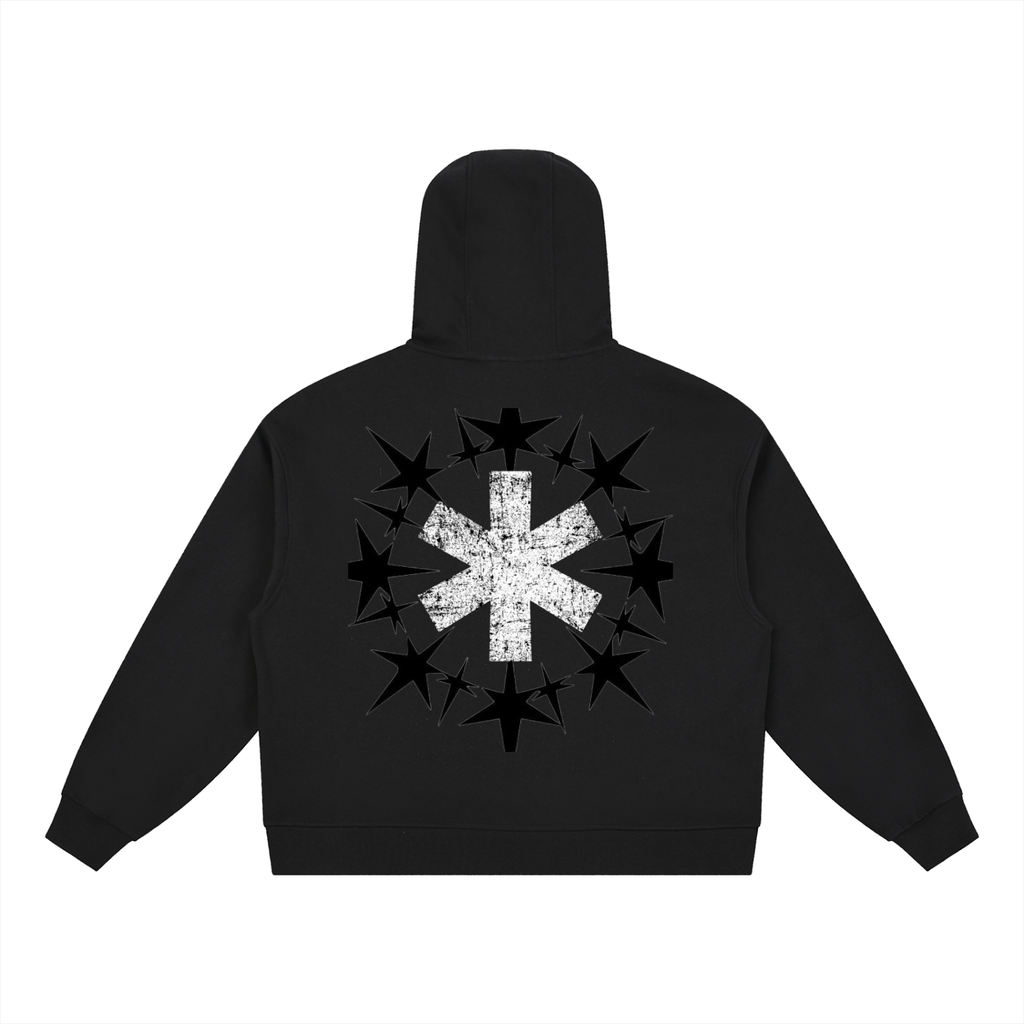 Boxy Button Placket Hoodie