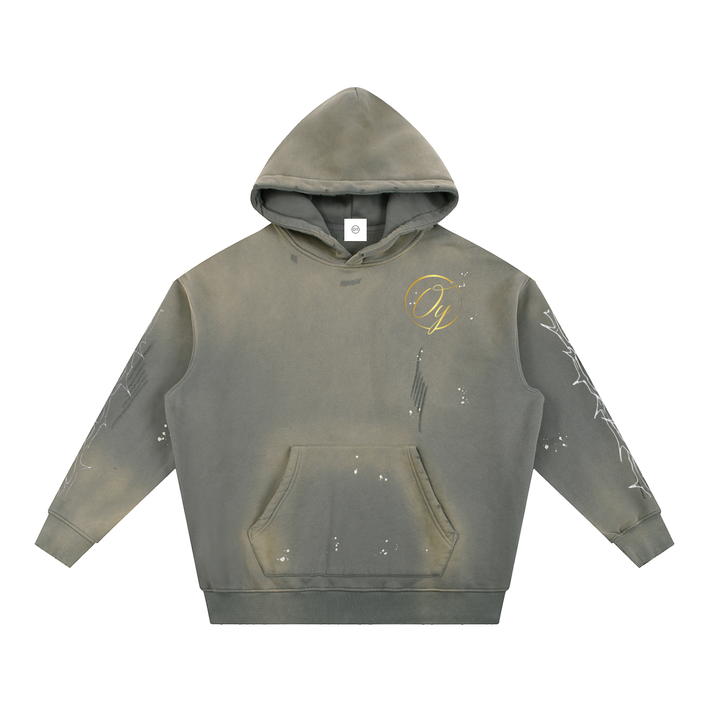 Vintage Washed Frayed Fleece Hoodie