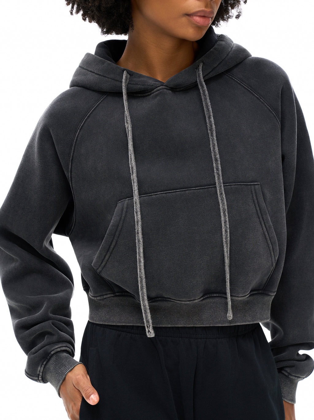 Snow Washed Cropped Hoodie
