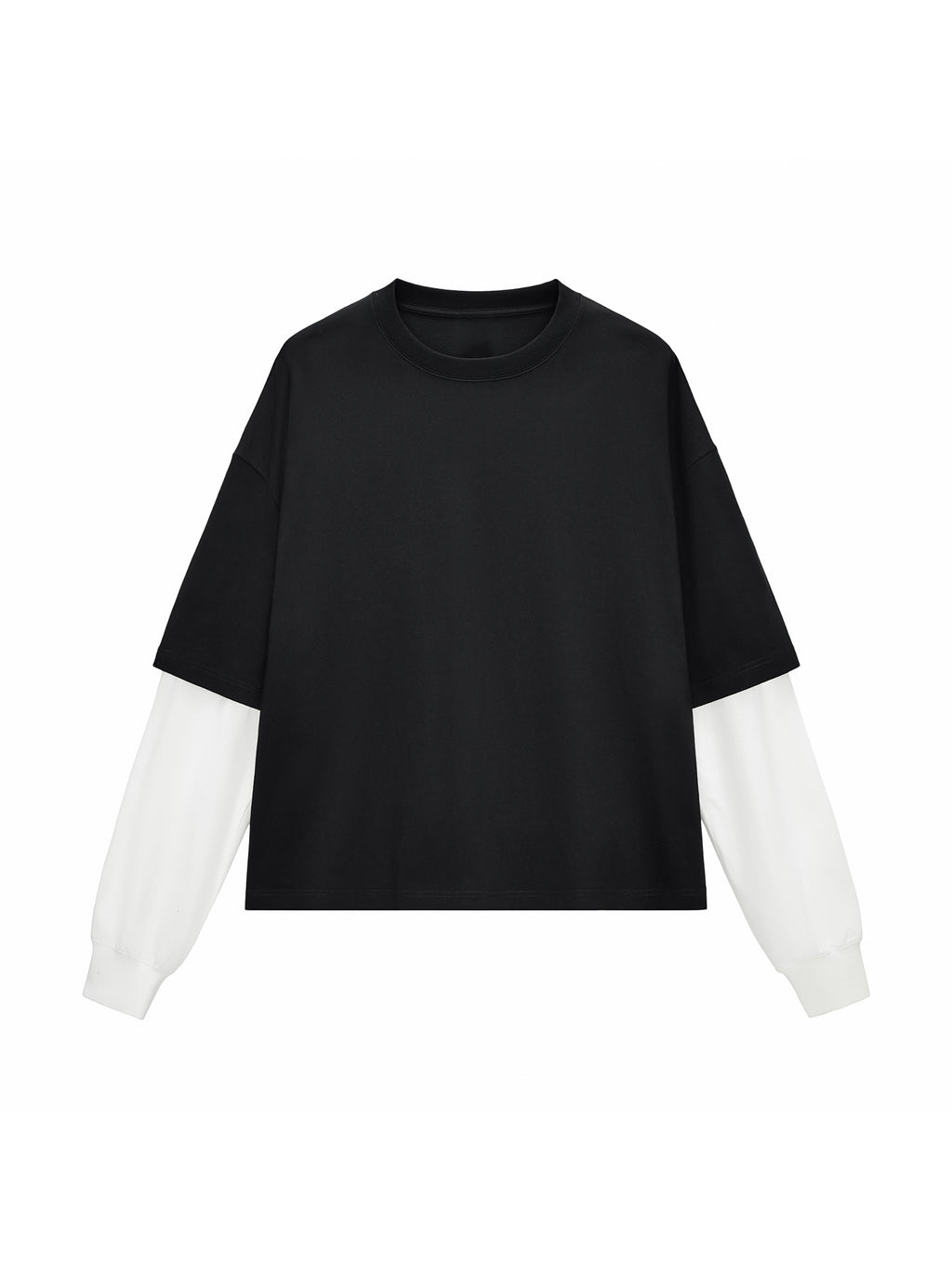 Layered Contrast Sleeve Cotton T-Shirt