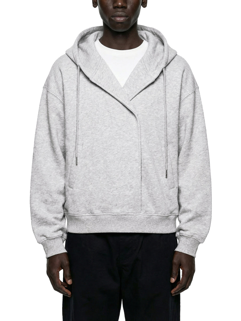 Boxy Button Placket Hoodie