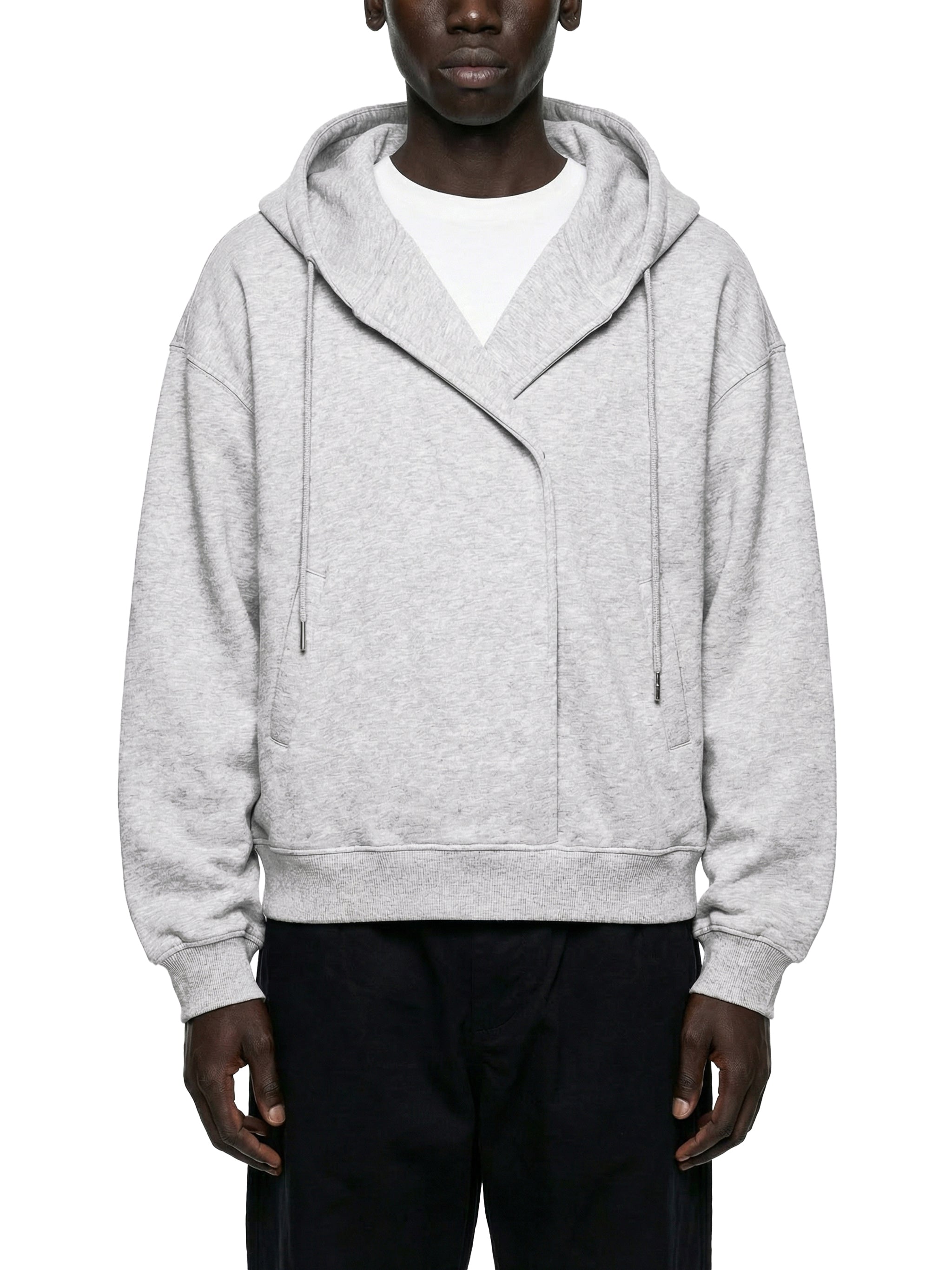 Boxy Button Placket Hoodie